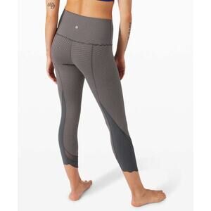 Lululemon Wunder Under Crop Mesh Stripe Leggings | Size 6 (Est.)